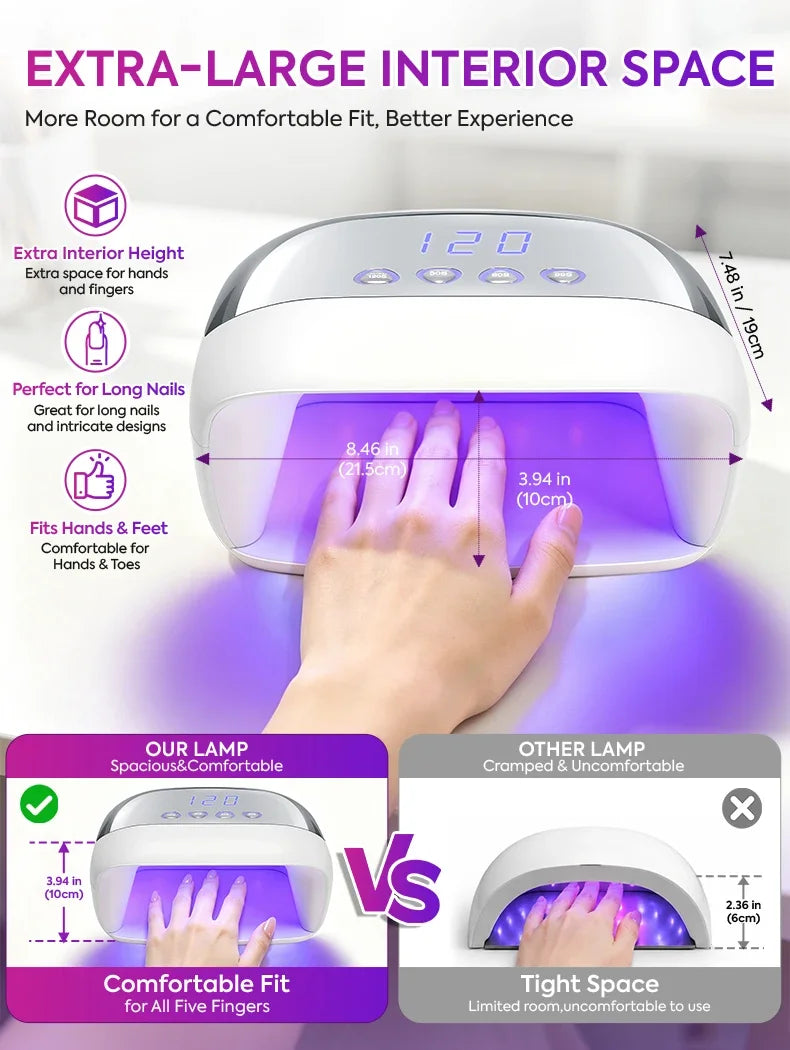 DianaBeauty UV Nail Lamp Powerful 108W Nail Dryer with 4 Timer Settings Professional Manicure Lamp with Smart Sensor Nail Tools