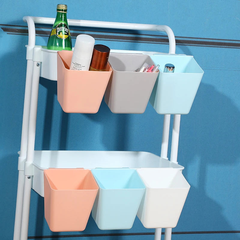 2Pcs Hanging Bucket Wall Organizers Rolling Cart Accessories Hanging Pen Holders Storage Containers Hanging Buckets For Office