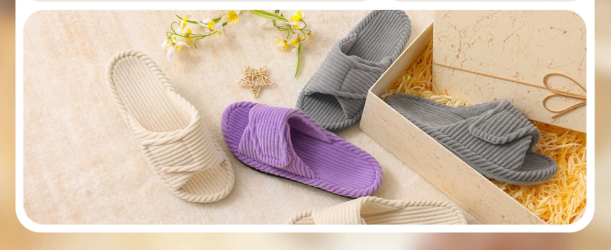 Bebealy Women's Orthopedic Slippers Winter Adjustable Memory Foam Slippers With Arch Support Lady Open Toe Bedroom Houes Slipper
