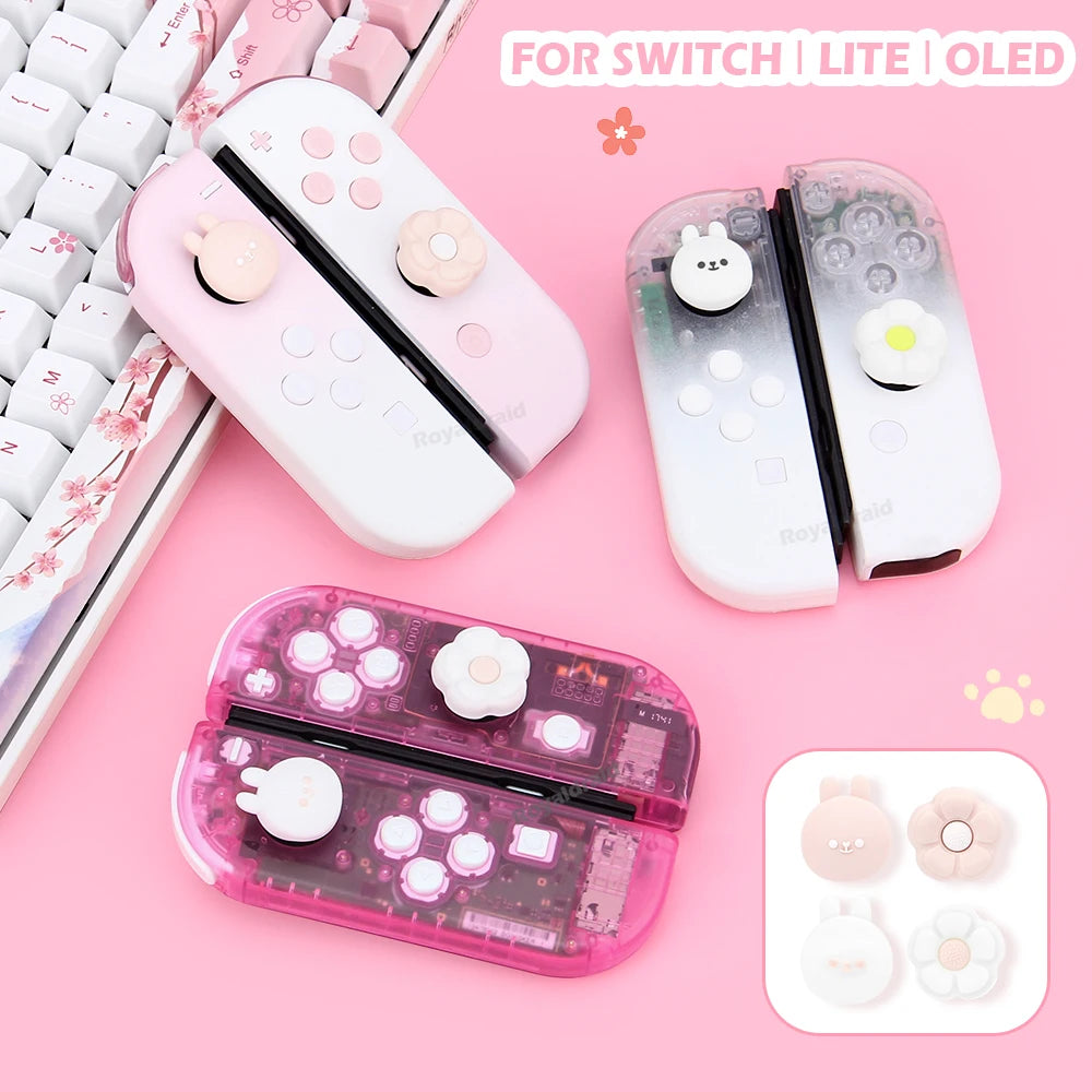 4PCS Loverly Silicone Thumb Stick Grip Cap Joystick Cover For NS Switch/OLED/Lite Joycons Controller Thumbstick Protective Case