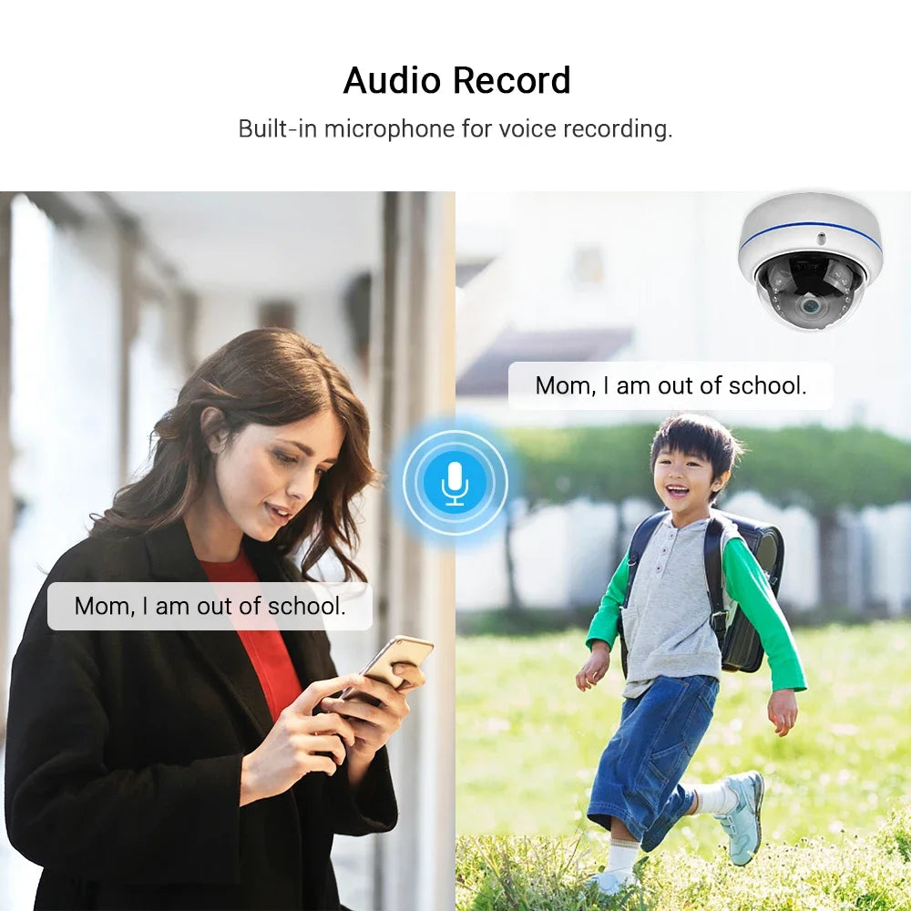 4K 8MP Ultra HD IP Camera Vandal-proof Waterproof Outdoor Dome Camera Nightvision nternal Audio Remote Access Xmeye Cloud H.265