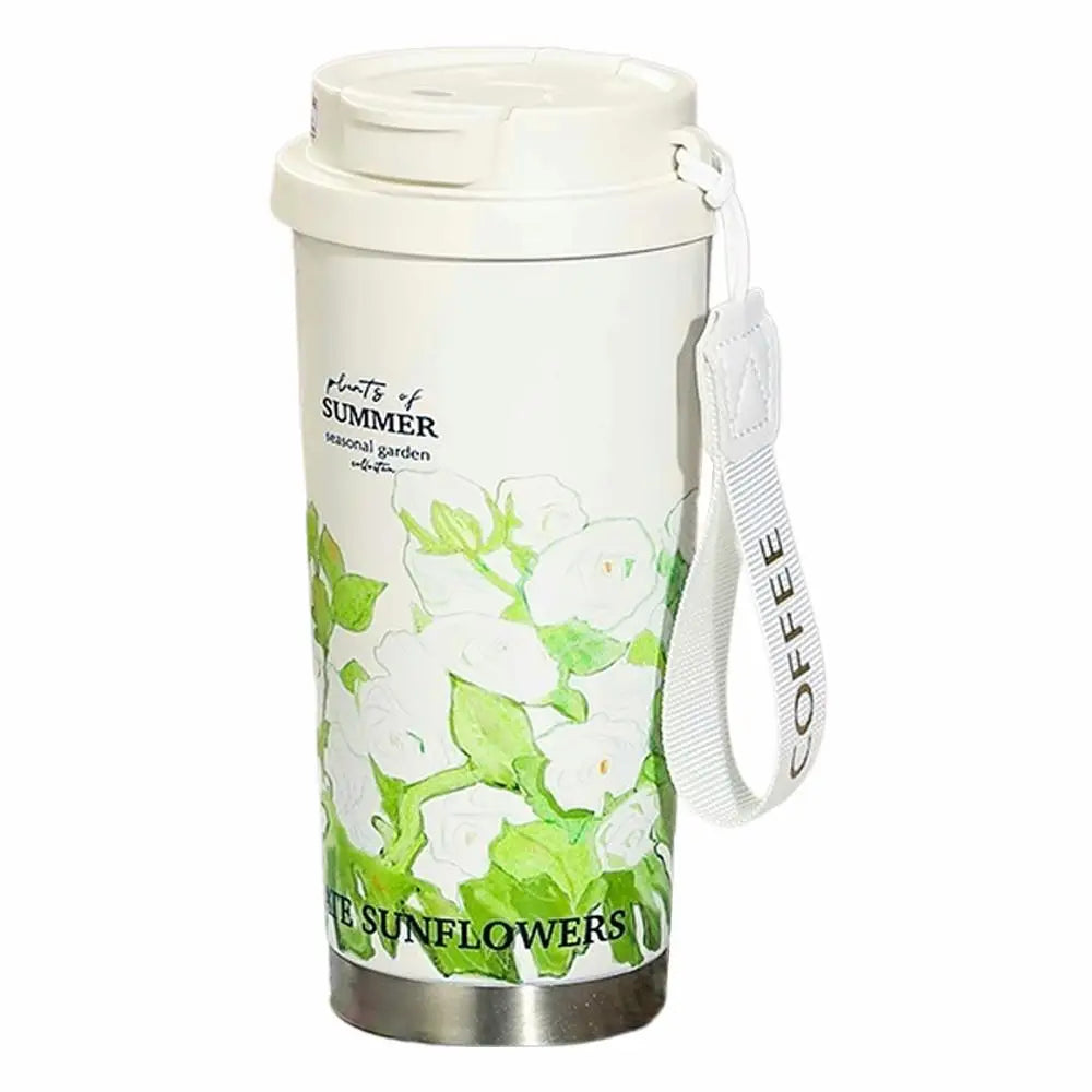 500ml vintage coffee cup sunflower women's cup portable travel cup leak proof double wall insulated cup vacuum drum
