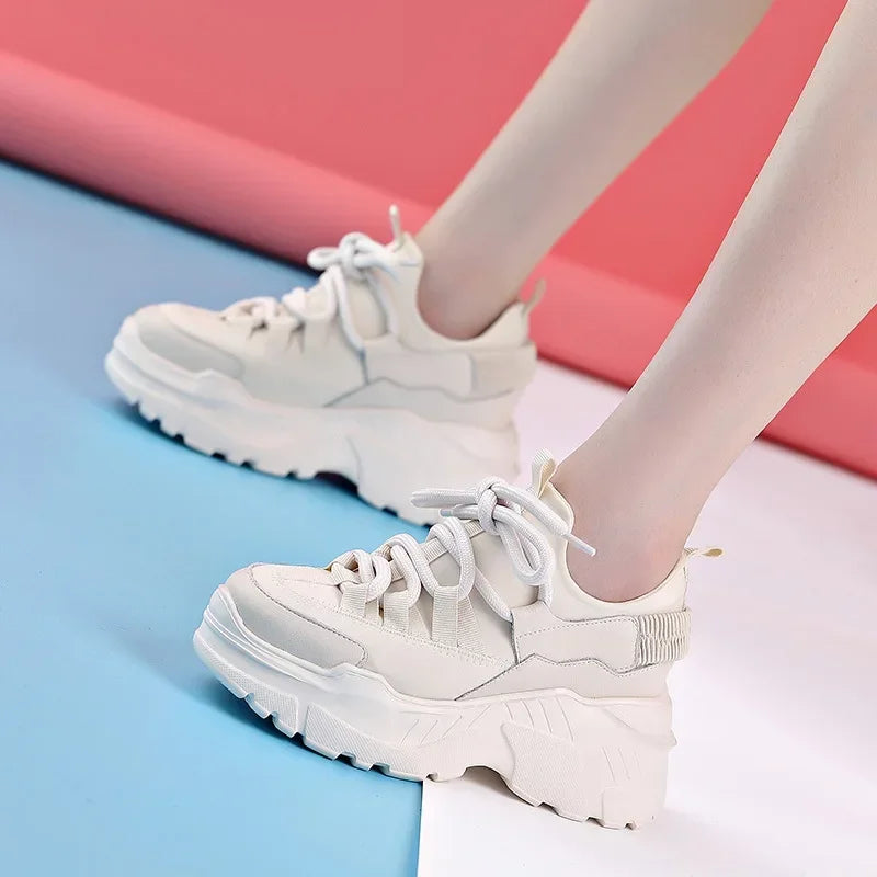White Sneakers Women Sports Shoes for Women Inner Height Increasing Women's Shoes Winter Warmth Platform Shoes Zapatillas Mujer