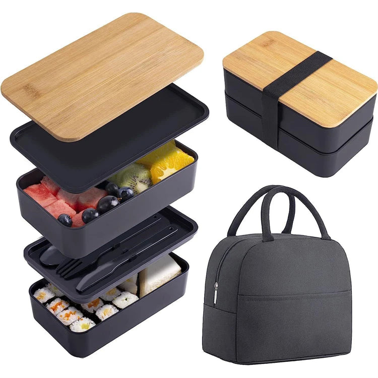 Stackable Bento Box with Utensils 1200ML All-in-One Meal Prep Compartment Lunch Containers Leak Resistant Lunch Box JT440