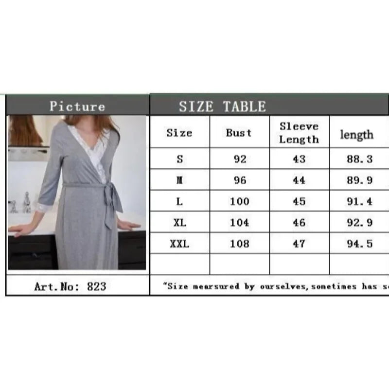 Fashion Lace Three-quarter Sleeve Maternity Nightdress Loose Bathrobe Pregnant Women Nightgown