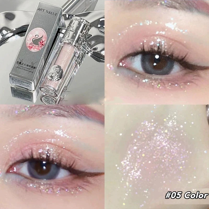 Balletism Glitter Liquid Eyeshadow Pearly Fine Shimmer Long Lasting Sparkling High Gloss Sequin Eye Shadow Lying Silkworm Makeup