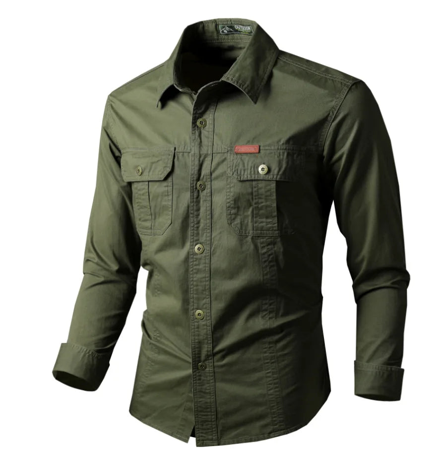 Men's Long Sleeve Outdoor Workwear Shirt Breathable Comfortable Cotton Sweat Absorbent Casual Business Style Loose Fit Spring...