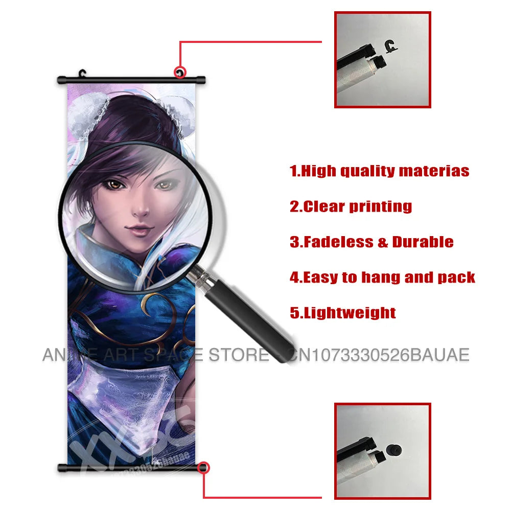 Street Fighter Hanging Painting Fighting Game Wall Artwork Gouken Scrolls Picture Sakura Kasugano Print Canvas Poster Home Decor