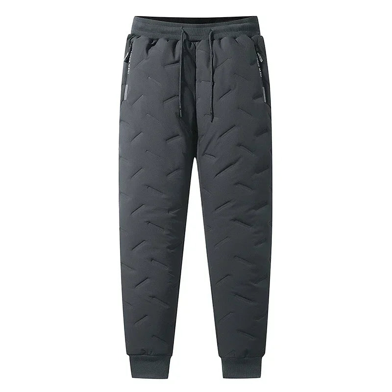 7xl Winter Down Cotton Pants Men's Casual Waterproof Zipper Pocket Thickened Wool Warm Pants Jogger Outdoor Cold-proof Ski Pants