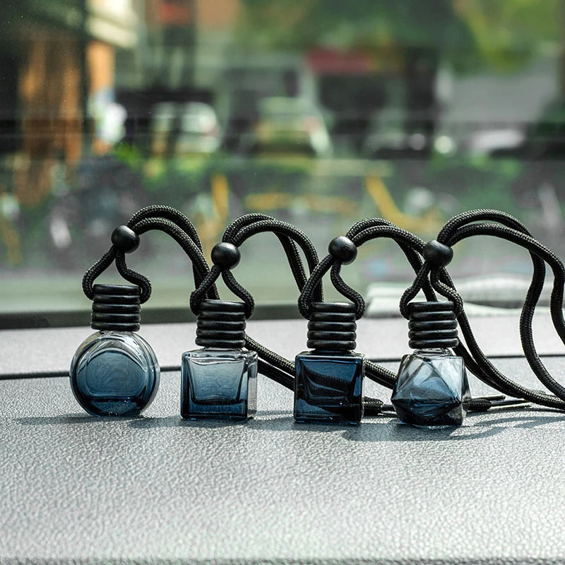 New 1Pc Black Cap Dyed Square Cap Empty Bottle Car Essential Oil Diffuser Fragrance Air Freshener Scent Perfume Bottle Ornament