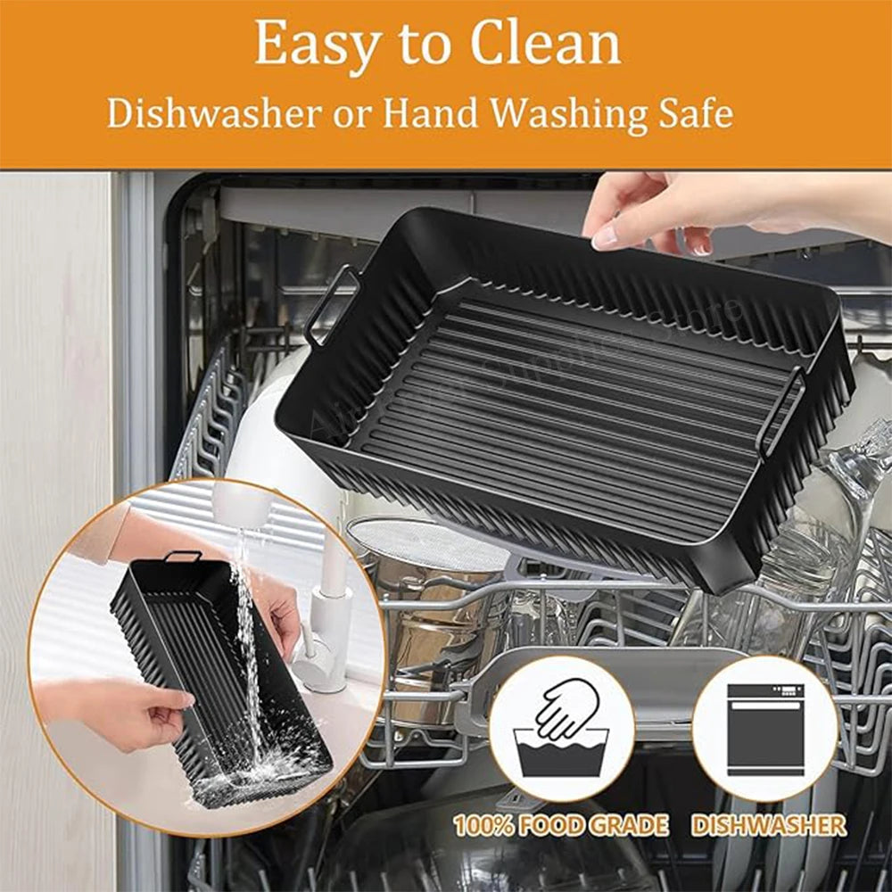 Rectangle Air Fryer Mold for Ninja Foodi Flex 10.4L AF500EU Reusable Heat Resistant Silicone Pot for Ninja Air Fryer Accessories