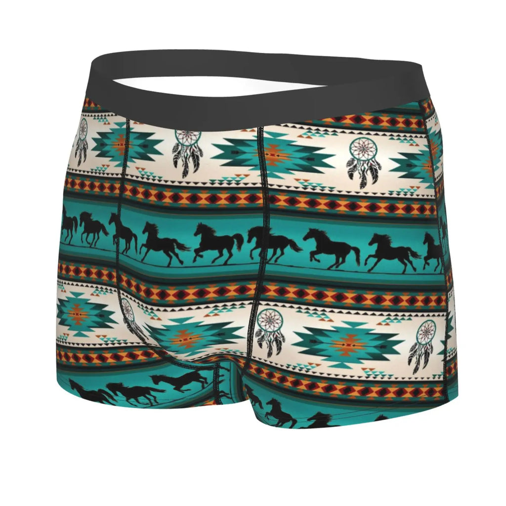Tribal Aztec Horse Print Men Underwear Boxers Breathable Mens Boxershorts Men's Panties Underpants Man Boxers Briefs Trunks