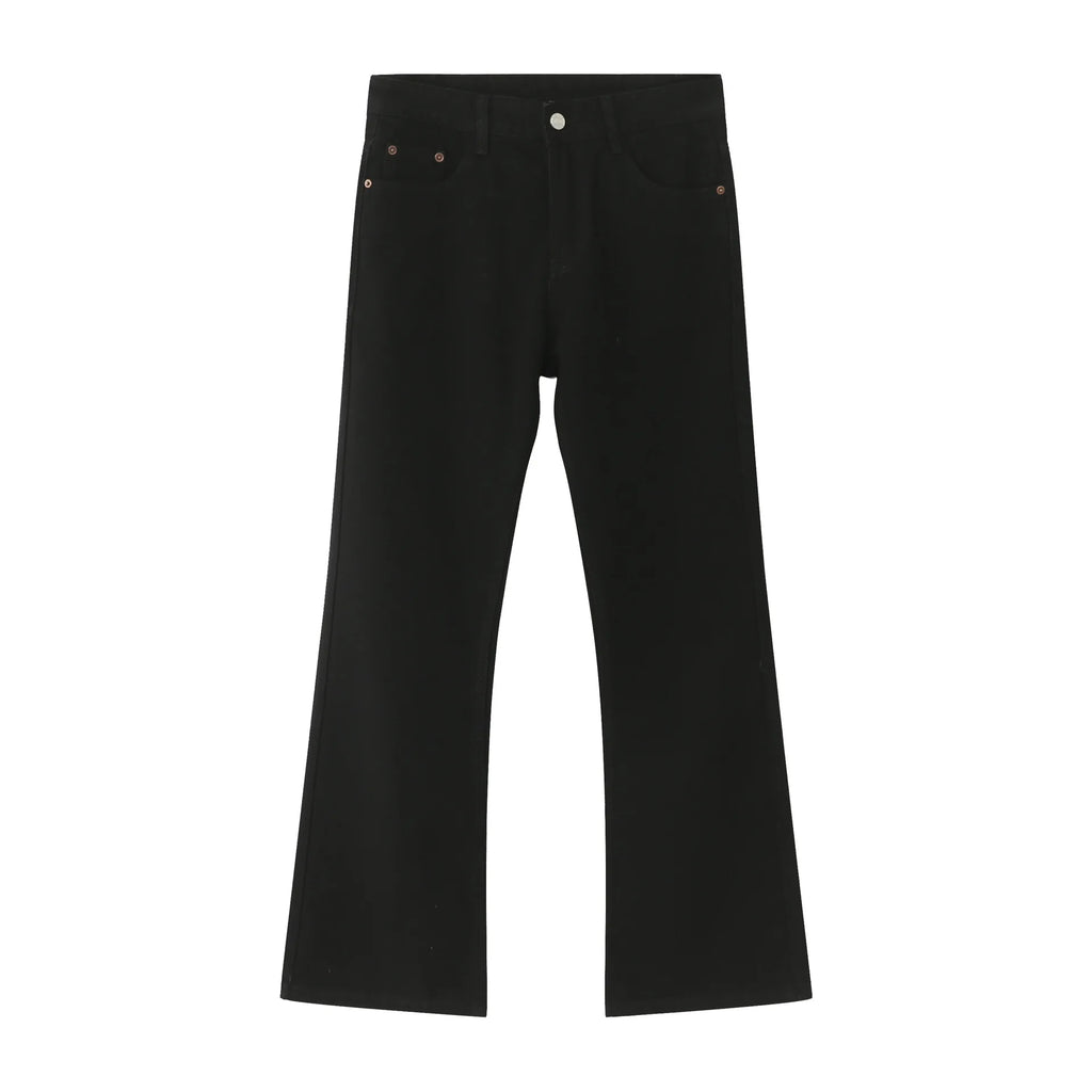 2025 New Male Japan Korea Style Vintage Denim Trousers Pant Men High Street Hip Hop Casual Hole Small Flare Jeans Pant