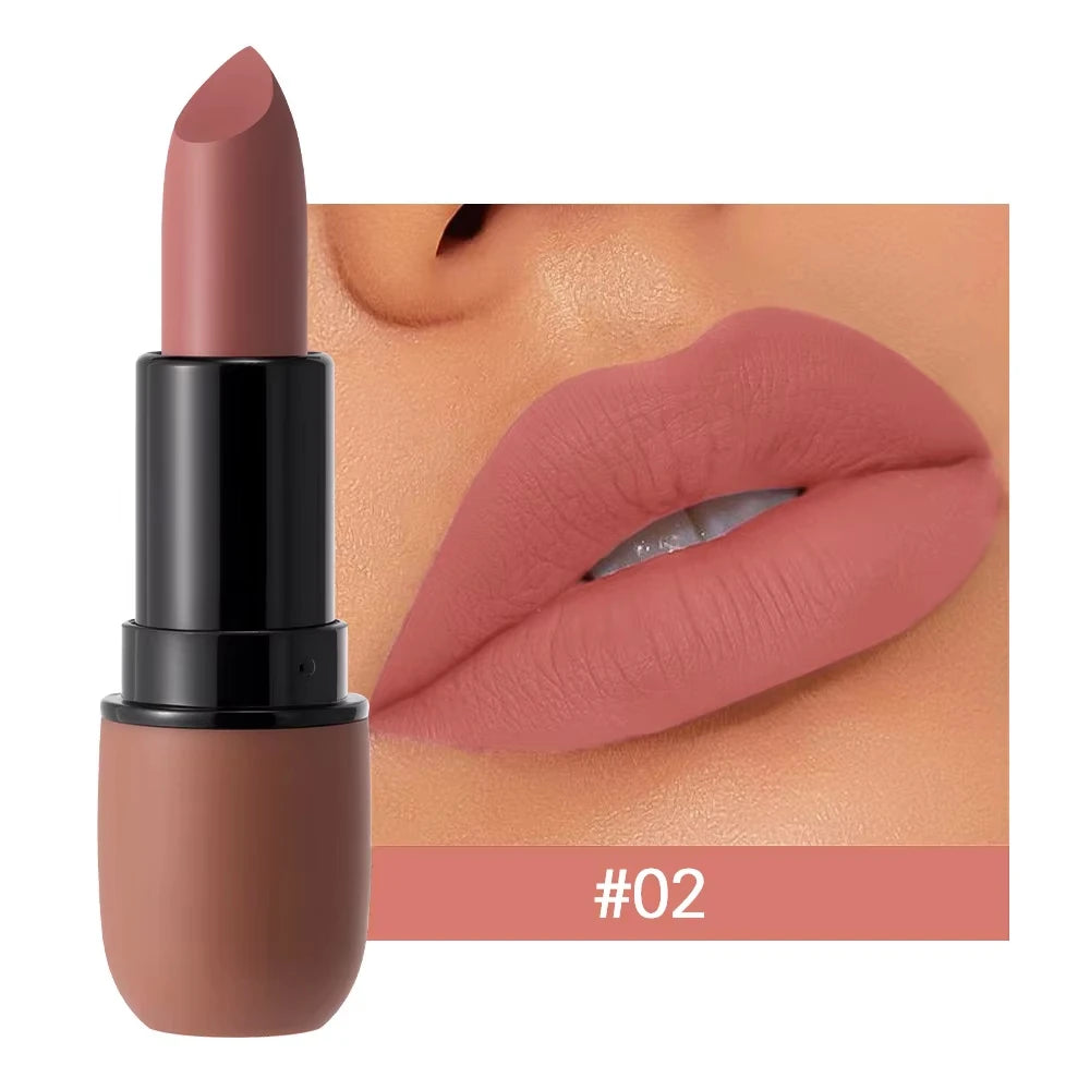 YABAOLIAN Matte Moist Lipstick Velvet Nude Lip Stick Long Lasting Waterproof High Pigment Non Dry 6 Shades Daily Makeup