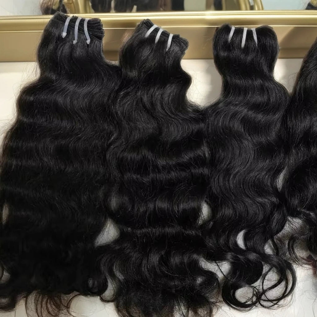 100% Raw Unprocessed Virgin Cuticle Aligned Indian Hair Extensions 12" 14"  One Donor Loose Wave Bundles Light Color Raw Hair