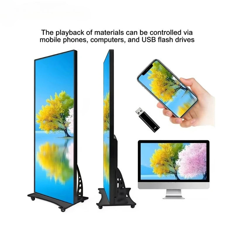 Floor Standing Large Poster Display P1.25P2.5p1.86 Portable Indoor LED Display Screen Advertising Folding Poster Screen
