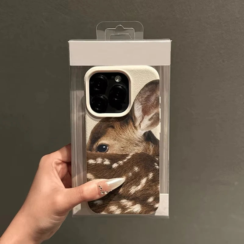 Close-Up Sika Deer Illustration Pattern TPU Case for iPhone 17 Pro Max 16 15 14 13 12 11 Plus Stylish TPU Soft Cover Funda Coque
