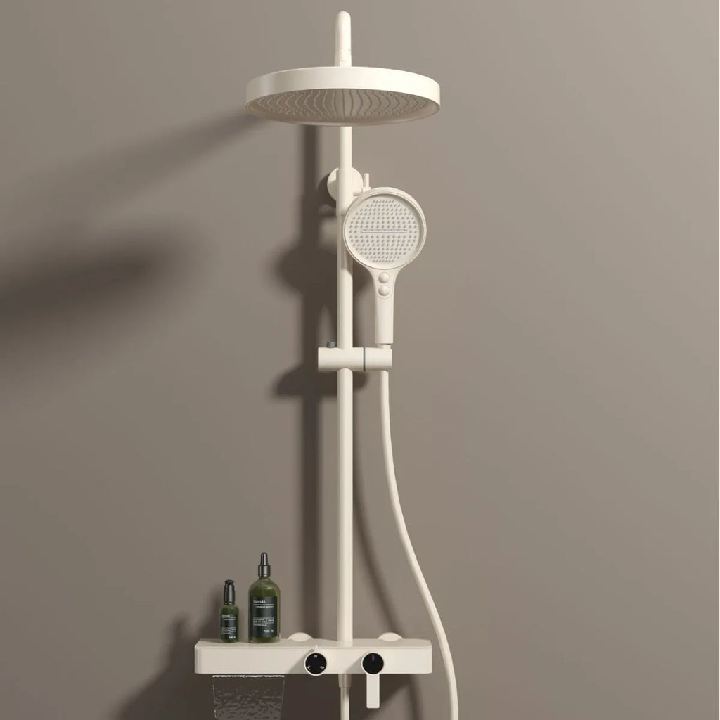 Gray Bathroom Shower System Set Multifunctional Knobbed Triple Function Water Outlet Hot and Cold Control Pressurized Shower Set