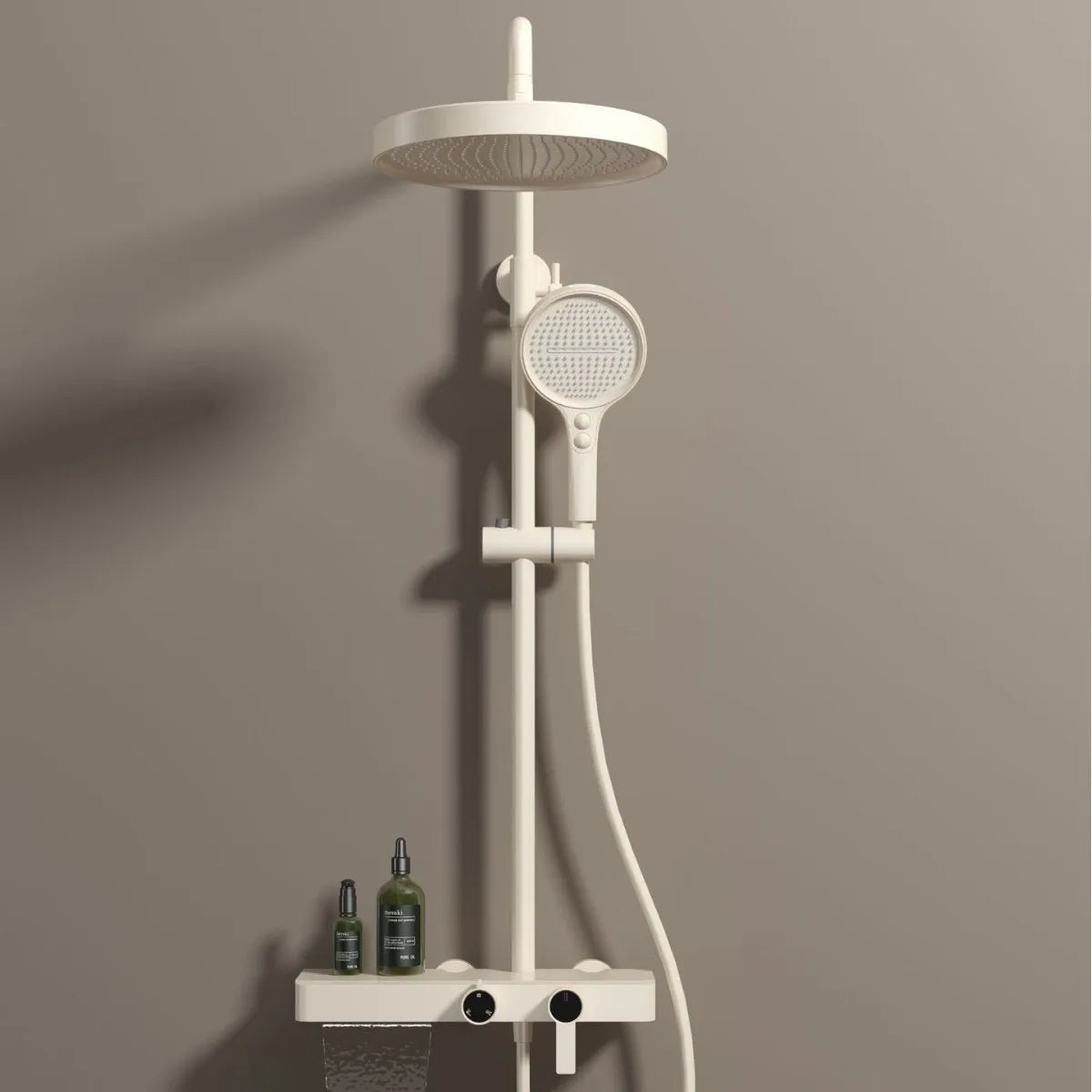 Gray Bathroom Shower System Set Multifunctional Knobbed Triple Function Water Outlet Hot and Cold Control Pressurized Shower Set