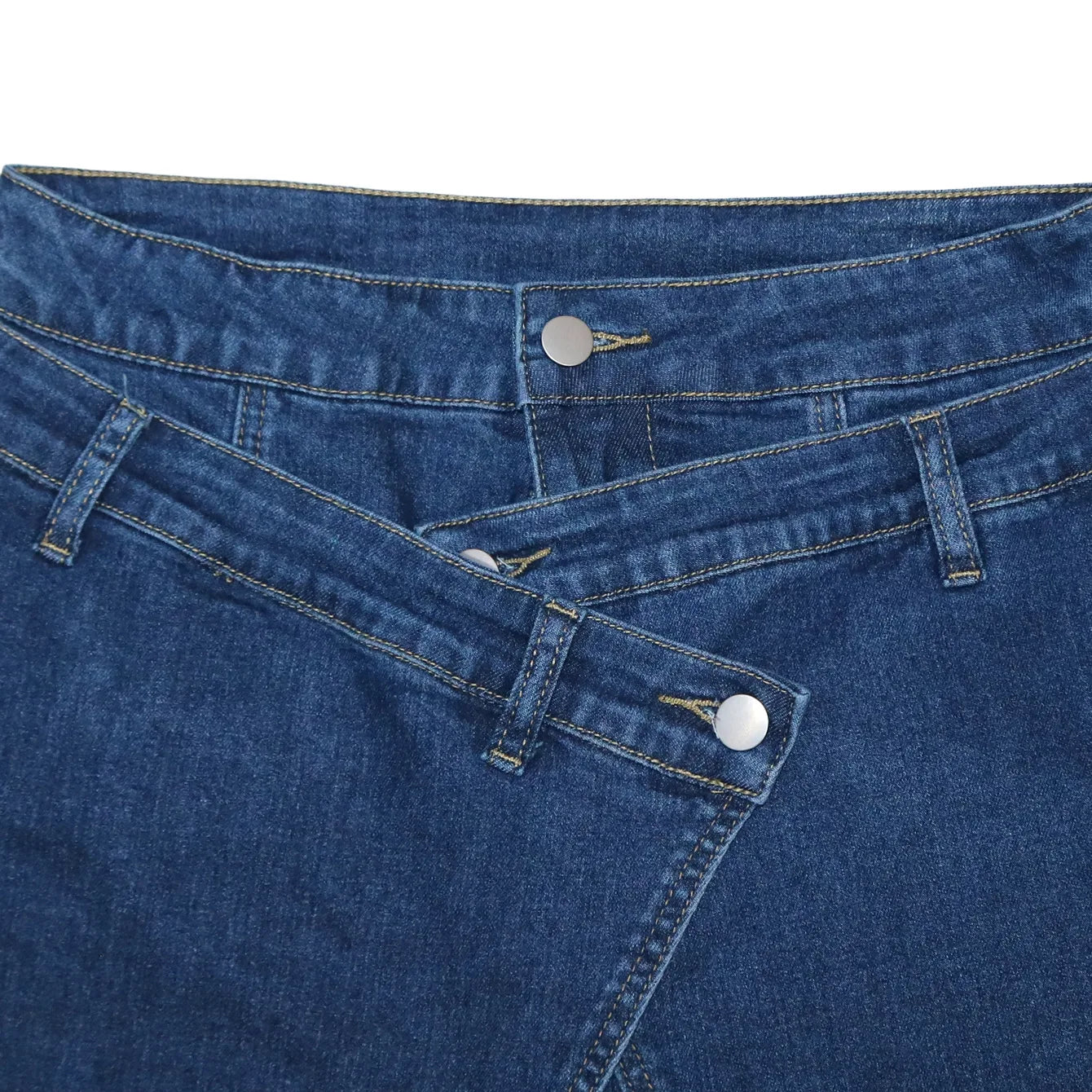 Vintage Washed Denim Wide Leg Pants Women Asymmetrical Wrap Overlap High Waist Y2K Streetwear Casual  Fashion Baggy Jeans