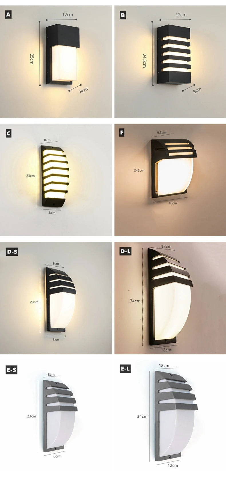Outdoor LED Wall Lamp E27 IP65 Waterproof Aluminum Garden Porch Light 110V 220V Exterior Decor Sconce Street Lighting Fixture