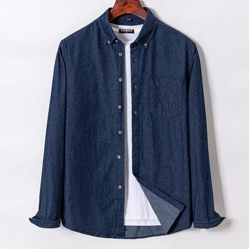 2025 Denim Pure Cotton  Long-Sleeve With Pocket Design Shirt Classic  Fashion Embroider Comfortable Clothes