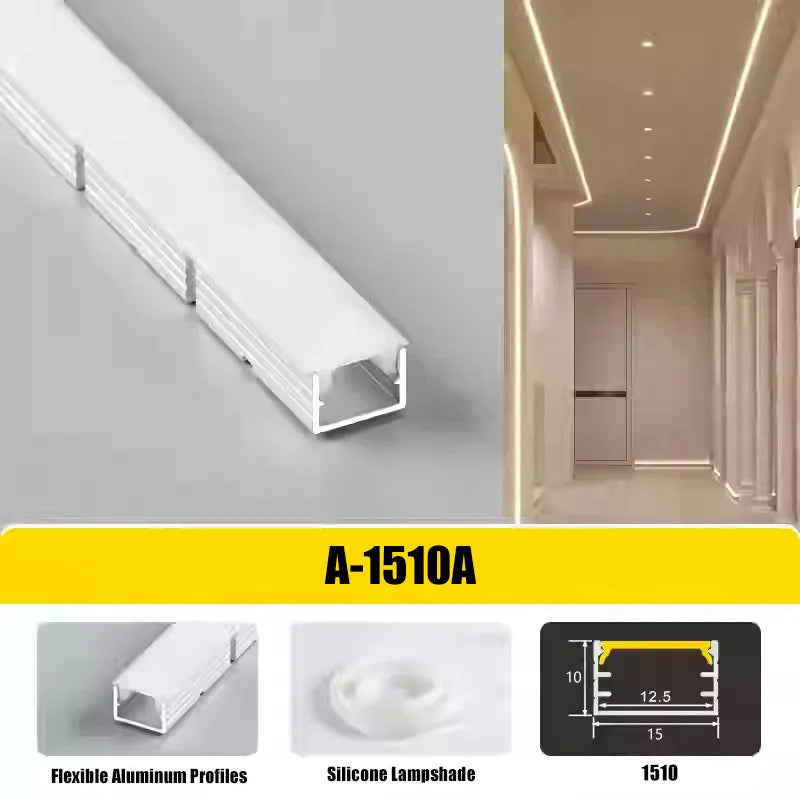 0.5/1M Bendable Led Aluminum Profile 20/30/40Mm Wide Flexible Led Channel Diffuser Curved Line Light Bar Aisle Ceiling Lighting
