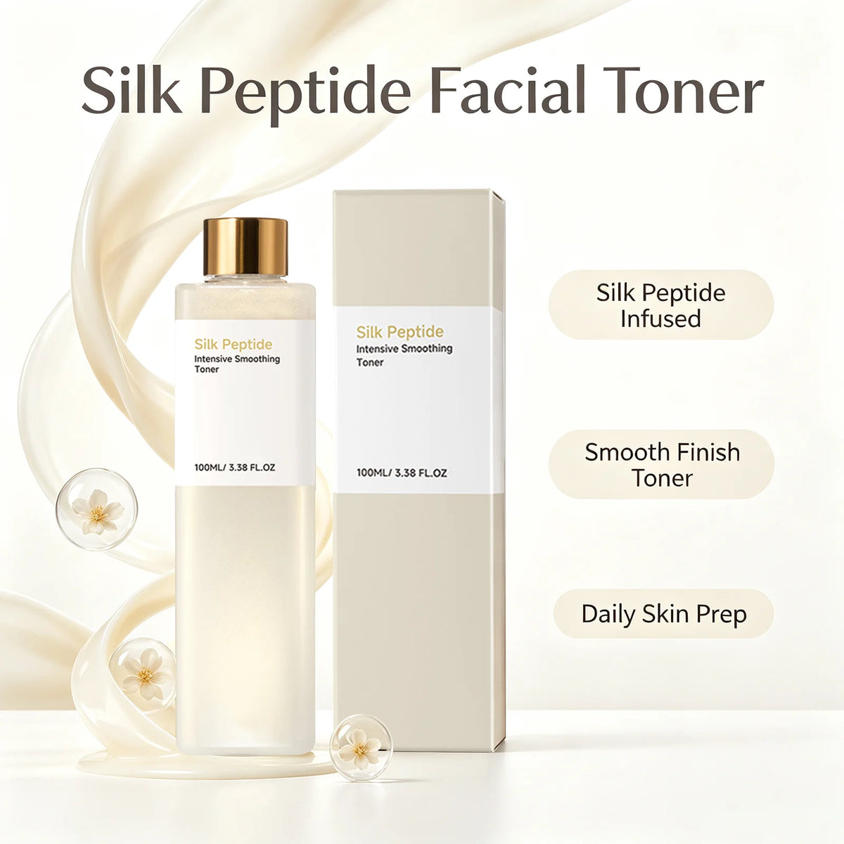 Silk Peptide Facial Toner Deep Hydration Calming Redness Repair Skin Barrier Refine Pores Brightening Dullness Face Primer Toner
