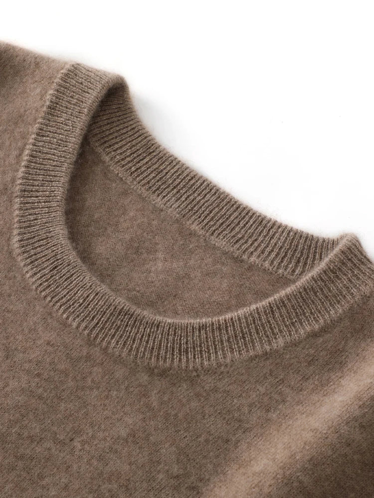 Autumn Winter Men O-neck 100% Merino Wool Pullover Cashmere Sweater Basic Casual Bottom Business Knitwear Soft Warm Clothing