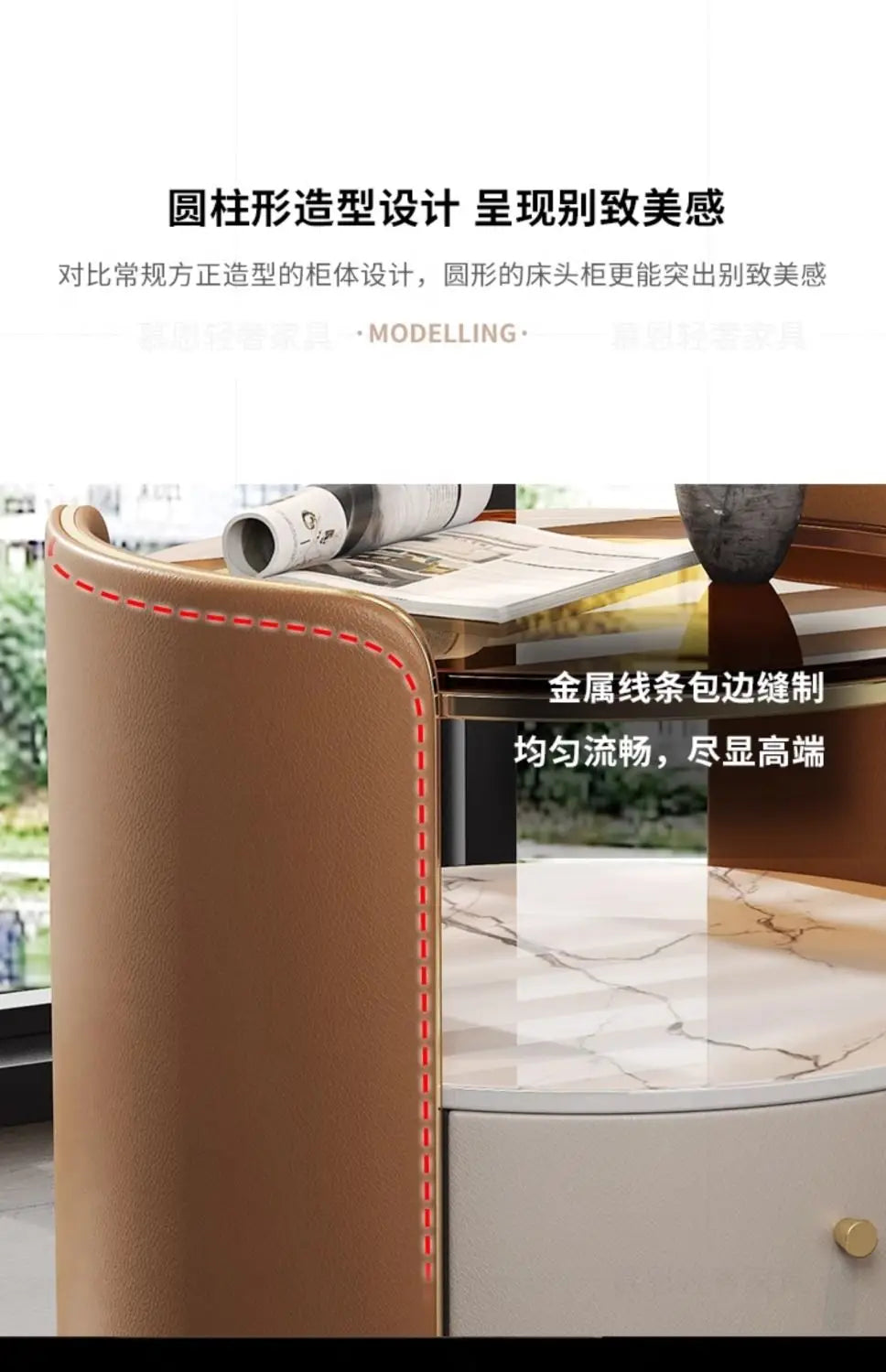 Modern Italian Round Bedside Table: Minimalist Design, Luxury & High-End Storage for Home Bedrooms