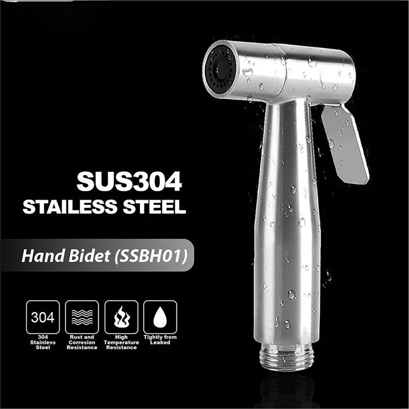 Stainless Steel Bidet Faucet Hand Protable Toilet Easy Cleaning Toilet Bidet Sprayer Gun Holder Home Bathroom Shower