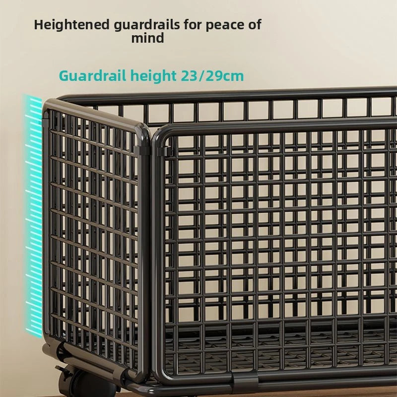 Floor Standing Kitchen Organizer - Single Tier Vegetable Storage Rack with Baskets - Multi-Functional Home Kitchen Shelf