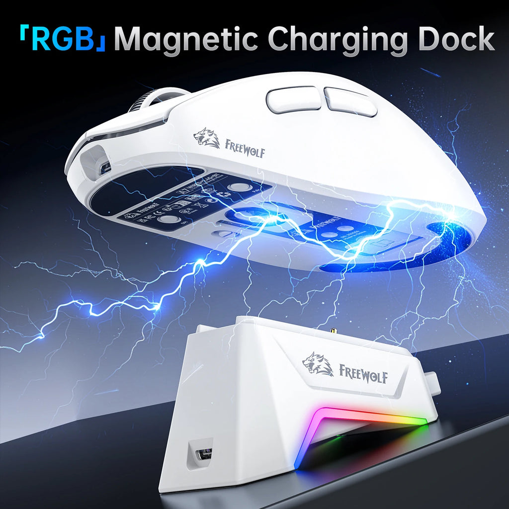 A7 Lightweight Wireless Gaming Mouse,24000DPI,Magnetic Charging Base,Tri-Mode Connection,PAW3311 Macro Esports Office Mouse