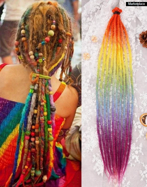 Synthetic Dreadlock Extensions 24 Inch 5 Strands/Pack Single Ended Thin Dreads Extensions Crochet Soft Hippe Dreads Handmade Loc