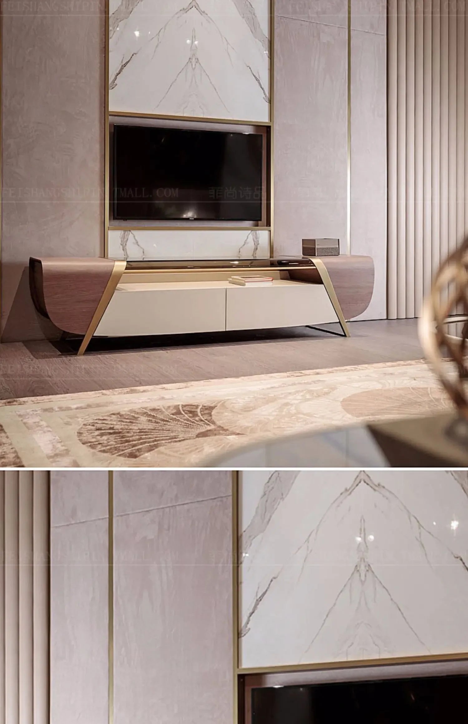 Light luxury Hong Kong-style postmodern floor cabinet Italian minimalist living room audio and video cabinet