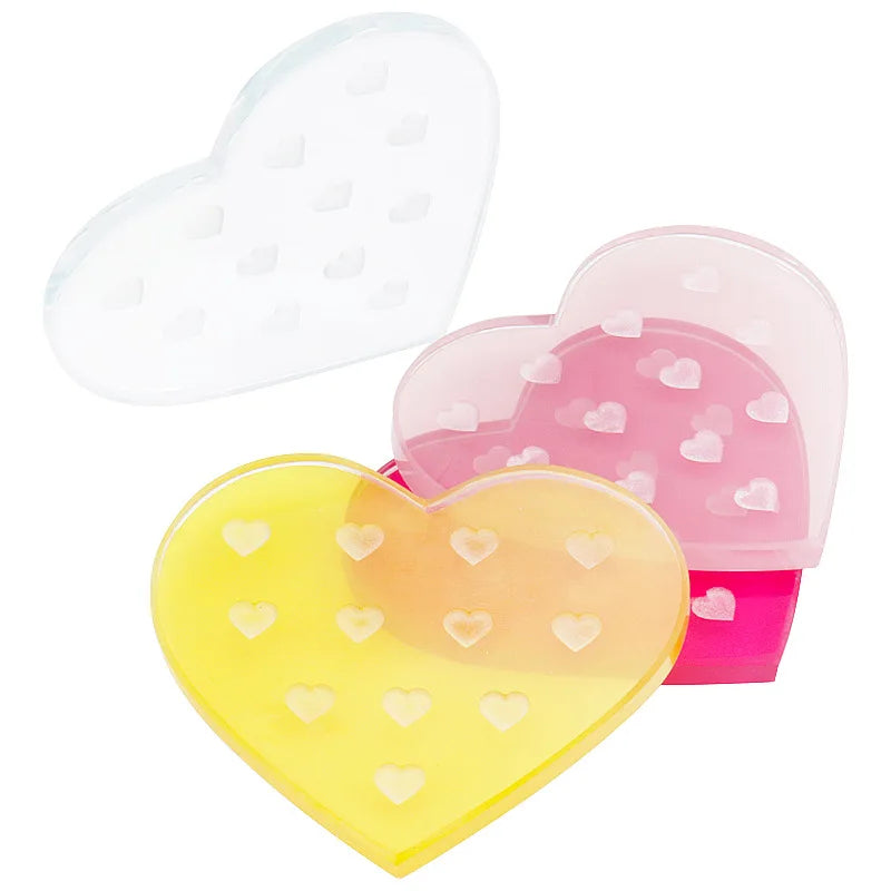 1Pc Heart Shaped Glass False Eyelash Stand Glue Holder Pad Eyelashes Extension Adhesive Pallet Paste Glue Pad Makeup Supplies