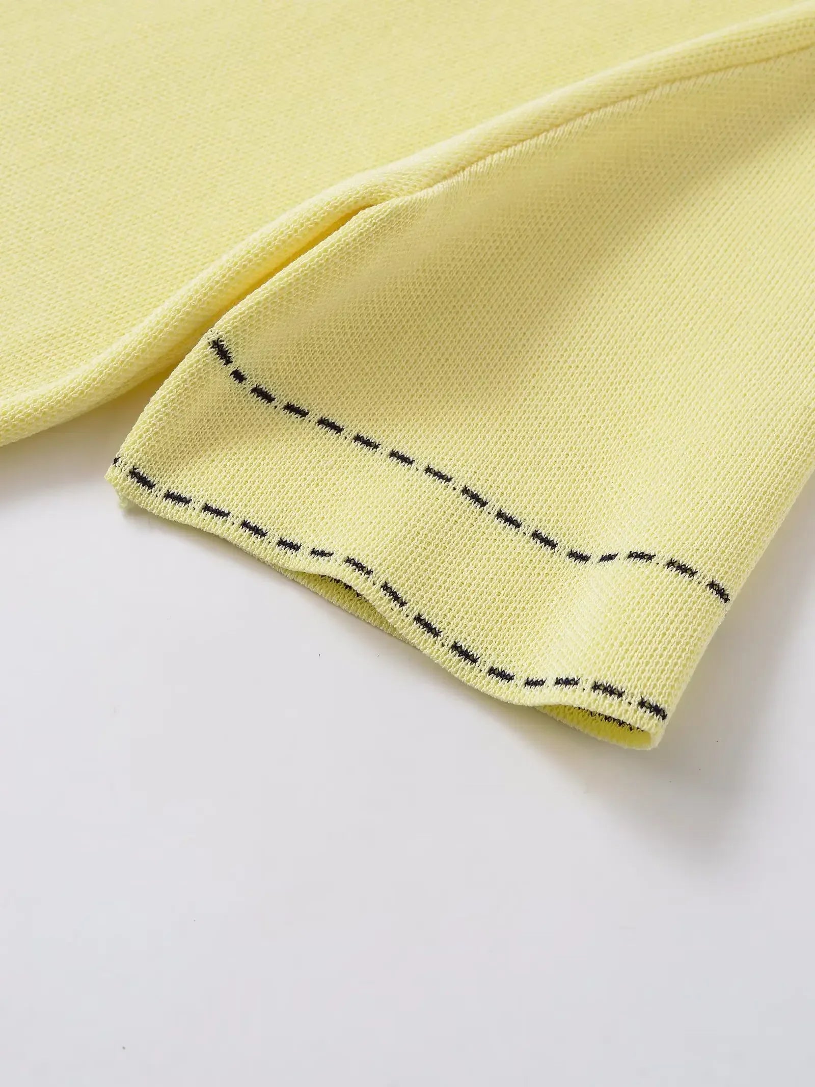 Casual Yellow Lapel Knitted Sweater Women Chic Short Sleeve Single Breasted Warm Pullover Lady Autumn Commute Street Outwear New