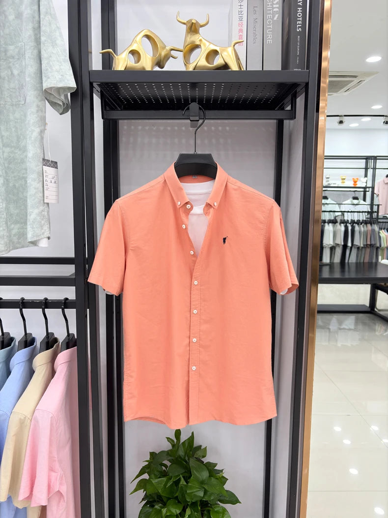 100% cotton short sleeve shirt summer classic solid color luxury brand Paul embroidery fashion business golf casual men's wear