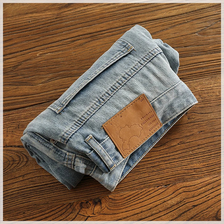 Retro classic summer casual medium pants five quarter pants fashion loose straight leg light denim shorts men's fashion