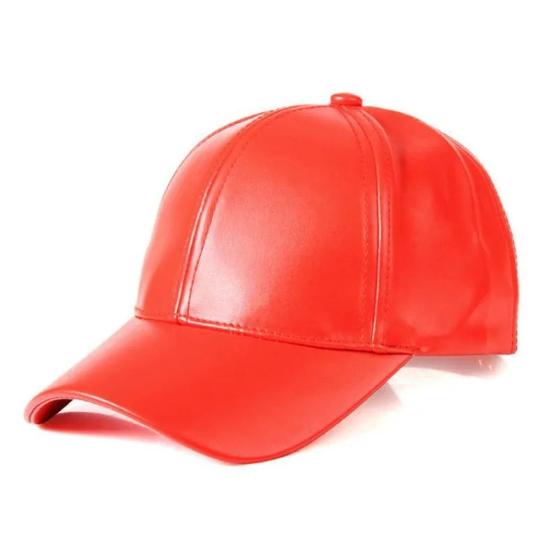 1PC Unisex Solid Men Women Baseball Cap PU Leather HIP HOP Snapback Caps Hats for Men Baseball Caps Black Adjustable Hat