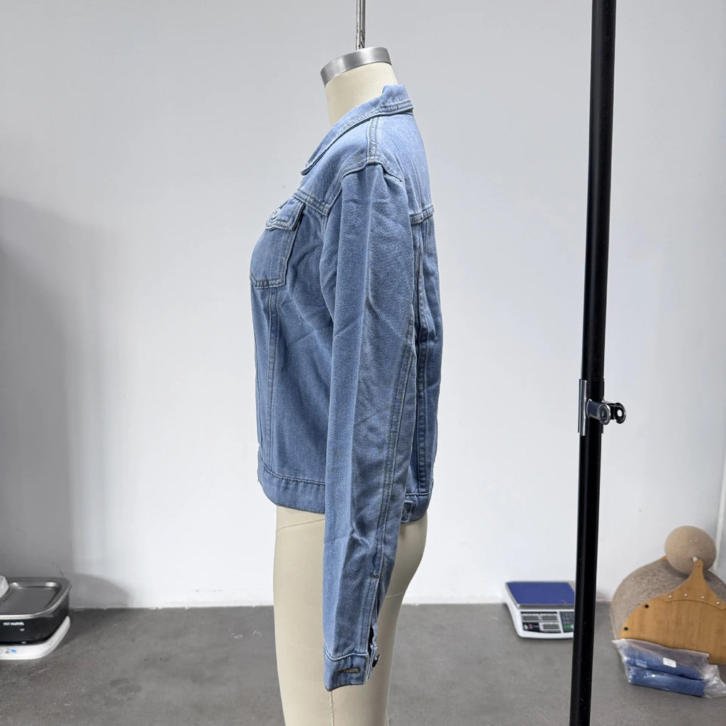 2025 Fashion Slim Fit Lapel Denim Jacket Europe and America
