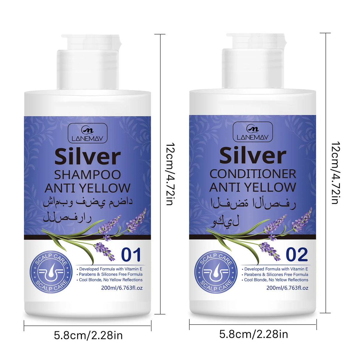 Silver Anti-Yellow Shampoo & Conditioner Set – Neutralize Brassiness & Maintain Cool Blonde Tones.