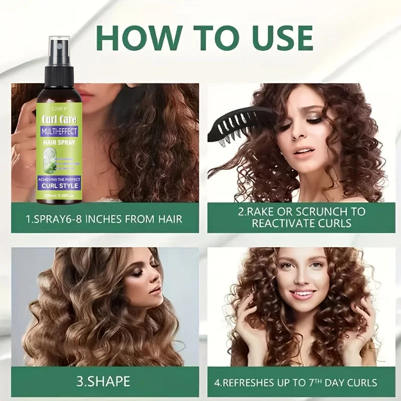 GSWP Curl Treatment Spray Deeply Moisturizes Hair, Smooths Frizz, and Is Suitable for Dry, Damaged, Burned Hair.100ml