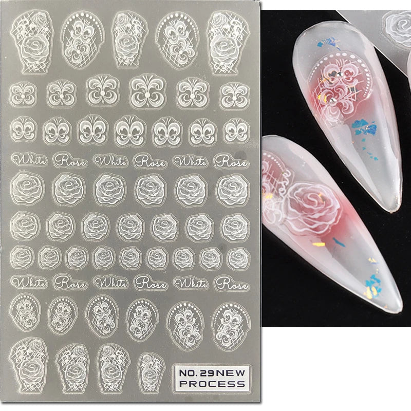 3d Nail Art Ultrathin Decals Blue Pink Blossom Florals Flowers Leaves Nail Stickers Decoration For Nail Tips Beauty