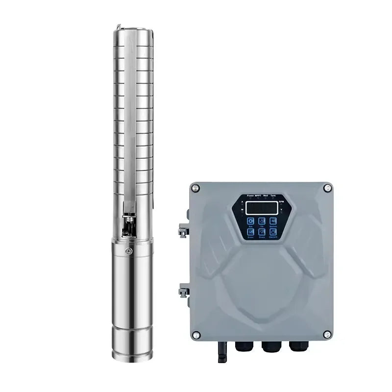 2026 Hot！ 1100W 4 Inch DC Solar Submersible Deep Well Pump 110V Solar Pumping System 304SS Solar Water Pump for Agriculture