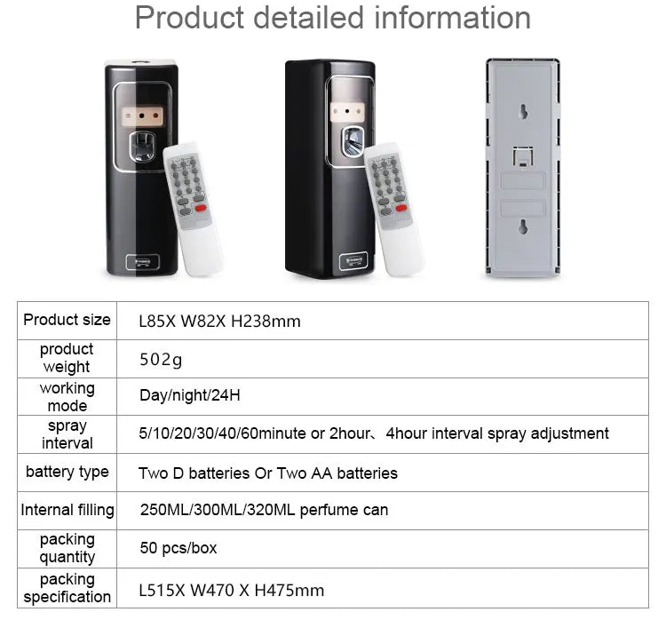 Perfume dispenser Automatic toilet fill Wall-mounted air freshener dispenser with remote control