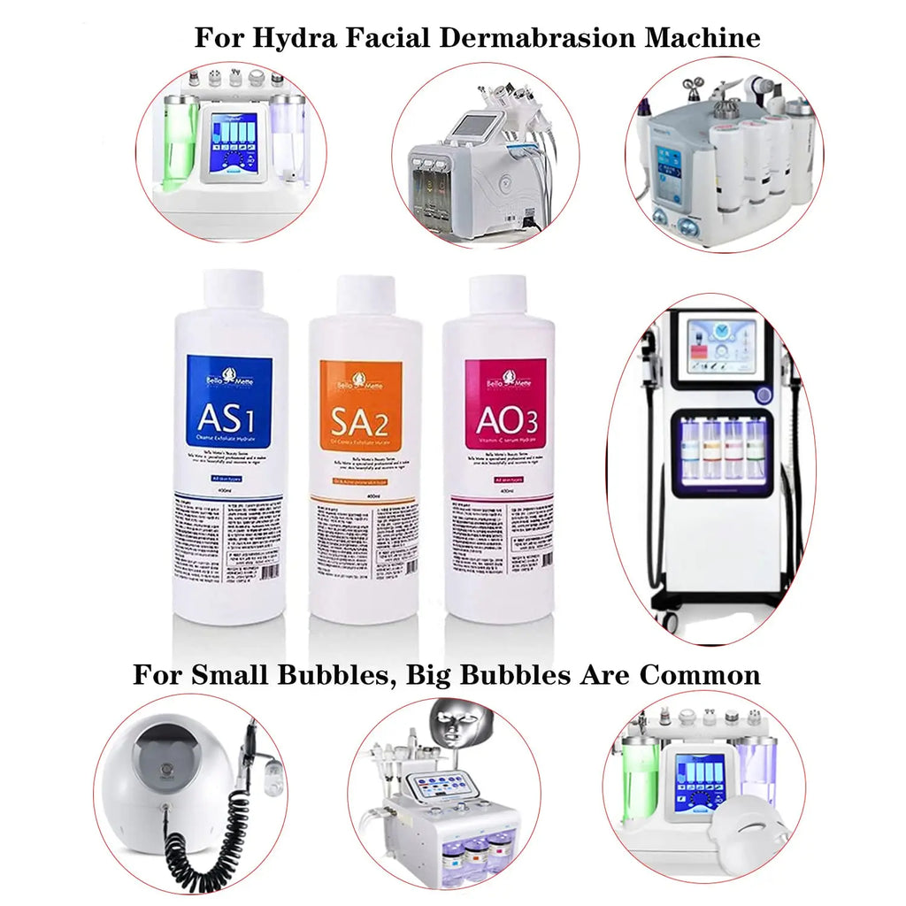 3 Pcs/1200ml Facial Skincare Face Serum AS1 SA2 AO3 Aqua Peel Solution For Facial Machine Skin Deep Cleaning Kit