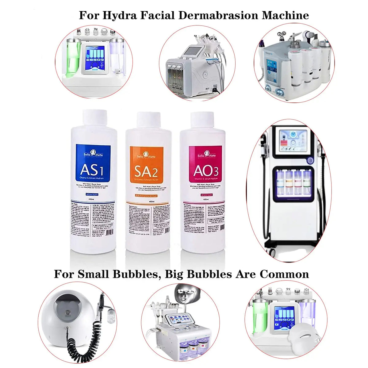 3 Pcs/1200ml Facial Skincare Face Serum AS1 SA2 AO3 Aqua Peel Solution For Facial Machine Skin Deep Cleaning Kit