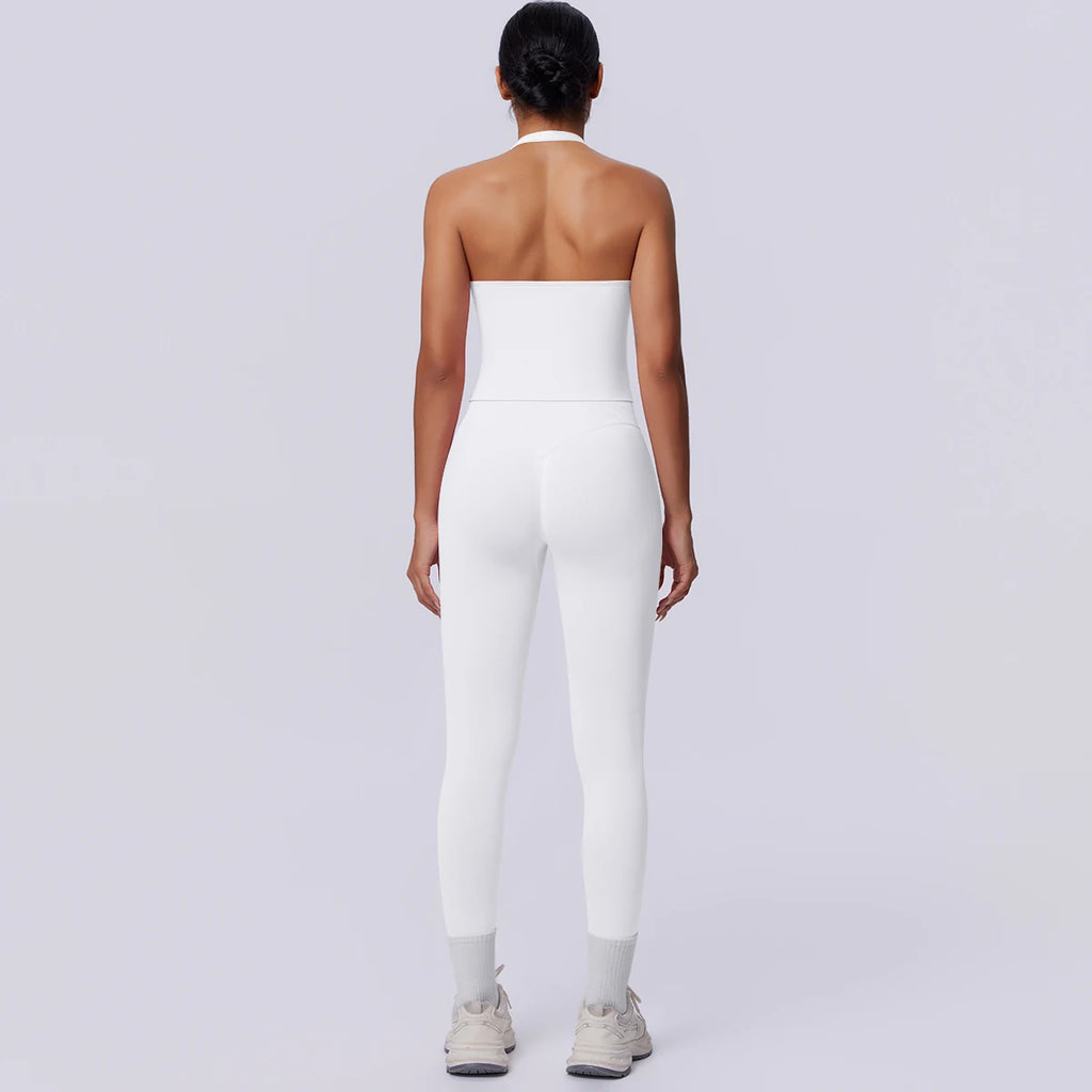 2PCS Woman Yoga Set Solid Color Sexy Fitness Top Summer Gym Workout High Stretch Female Pants Sports Fitness Clothing Yoga Set