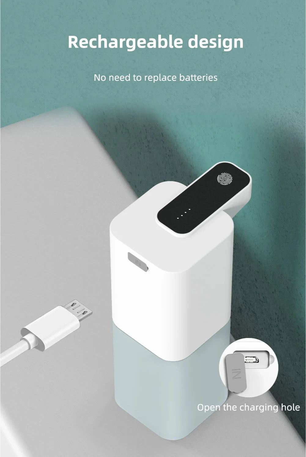 USB Rechargeable Infrared Automatic Foam Soap Dispenser Touchless Hand Sanitizer Dispenser for Bathroom Kitchen